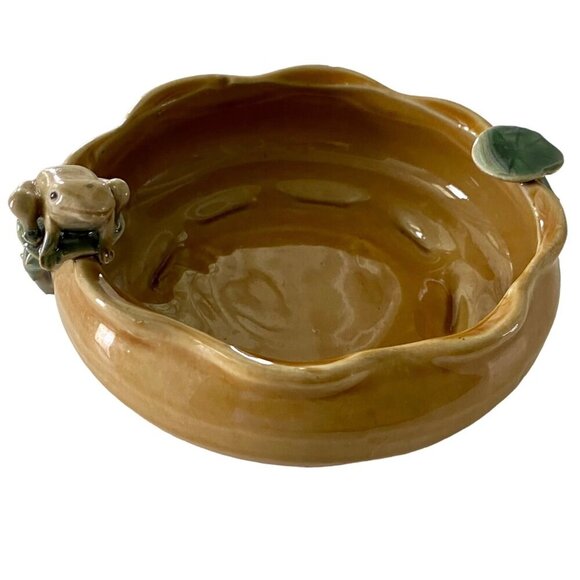 Ceramic Bowl Or Planter With Frog and Lily Pad NEW - Picture 1 of 8